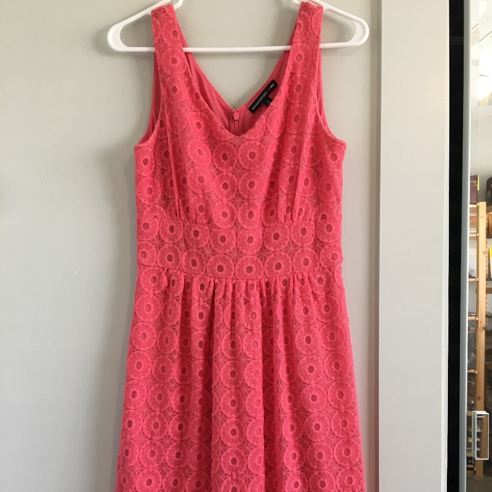 Banana Republic Coral Lace Fit-and-Flare Dress